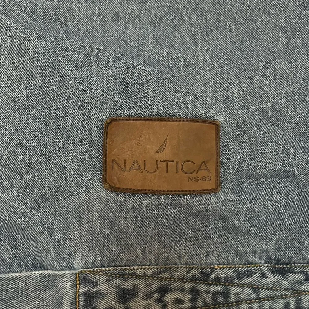 Nautica Vintage King Dark Blue Jean Denim Heavy Button Duvet Cover 102